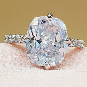 Dainty Radiant Cut Crystal Clear Pure Silver Wedding Rings for Women, INDN8405